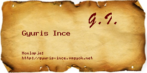 Gyuris Ince névjegykártya